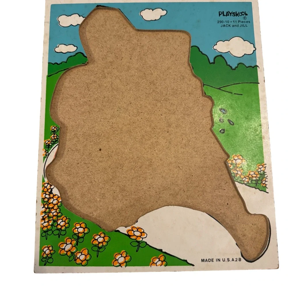 Playskool 290 10 11 Pieces Jack and Jill Wooden Puzzle‎ Board Made in USA